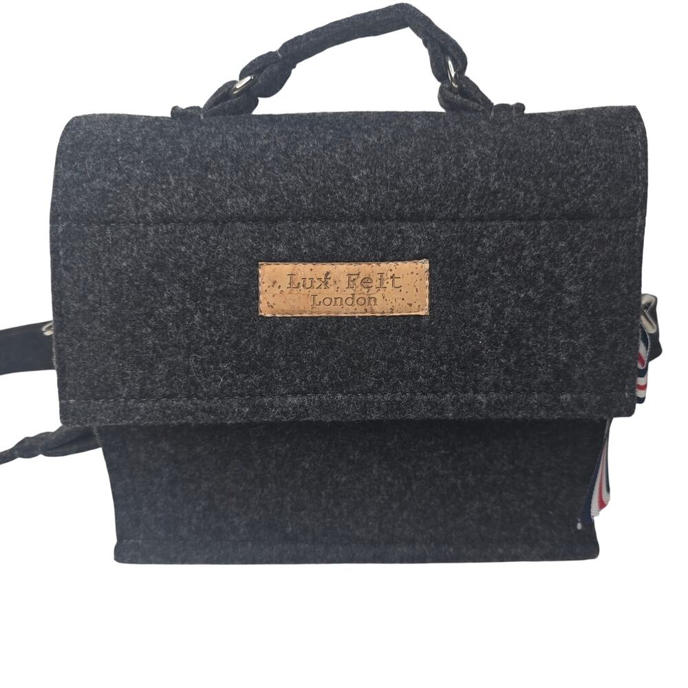 Lux Felt London Claire Shoulder Strap Crossbody Bag‎ Handbag Charcoal Gray Taxis